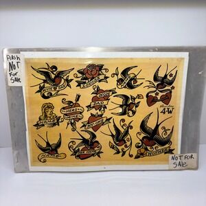 Vintage Sailor Jerry Tattoo Flash Book 7 Pages Traditional Art Multi Color